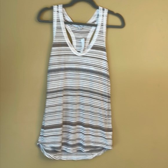 James Perse Neutral Minimalist Striped Racerback Tank Top, Size 3 / Large - Picture 6 of 8
